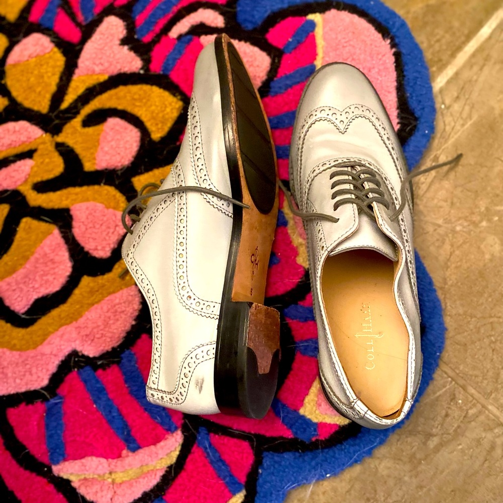 Cole Haan Silver Wingtip Oxfords (reflective with light!)